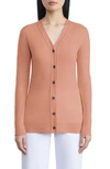 Lafayette 148 V-neck Cashmere Cardigan In Coral Haze