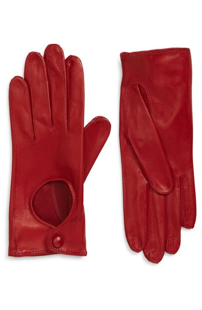Seymoure Washable Leather Driver Gloves In Burgundy