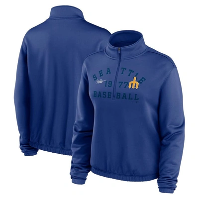 Nike Royal Seattle Mariners Rewind Splice Half-zip Sweatshirt