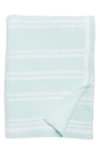 Nordstrom Rack Cozy Print Blanket In Teal Steam- White Stripe