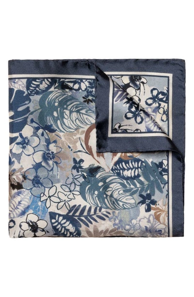 Eton Floral Silk Pocket Square In Medium Blue