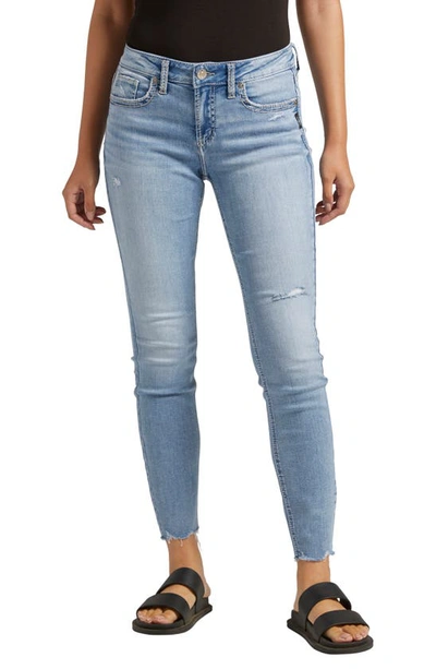 Silver Jeans Co. Elyse Raw Hem Skinny Jeans In Indigo