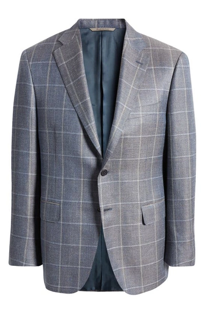 Canali Siena Windowpane Wool Blend Sport Coat In Blue