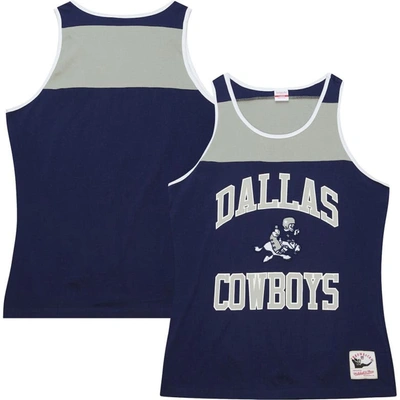 Mitchell & Ness Men's  Navy And Gray Dallas Cowboys Heritage Colorblock Tank Top In Navy,gray