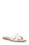 Steven New York Harlien Croc Embossed Slide Sandal In White Croco