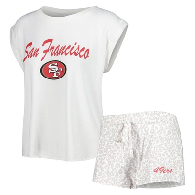 Concepts Sport Women's  White, Cream San Francisco 49ers Montana Knit T-shirt And Shorts Sleep Set In White,cream