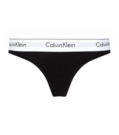 Calvin Klein Logo Thong In Black