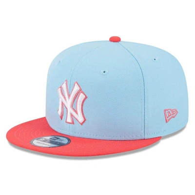 New Era Men's  Light Blue And Red New York Yankees Spring Basic Two-tone 9fifty Snapback Hat In Light Blue,red