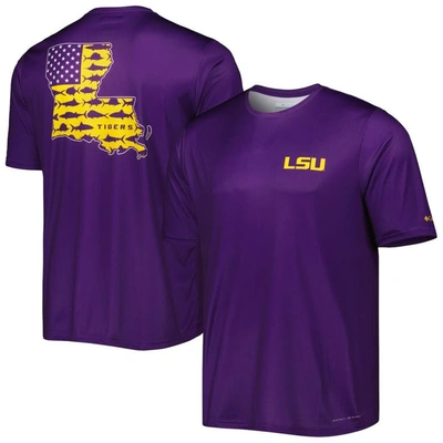 Columbia Purple Lsu Tigers Terminal Tackle Omni-shade T-shirt