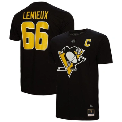 Mitchell & Ness Men's  Mario Lemieux Black Pittsburgh Penguins Name And Number T-shirt