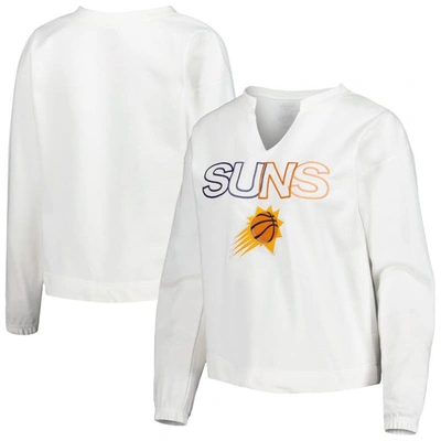 Concepts Sport White Phoenix Suns Sunray Notch Neck Long Sleeve T-shirt