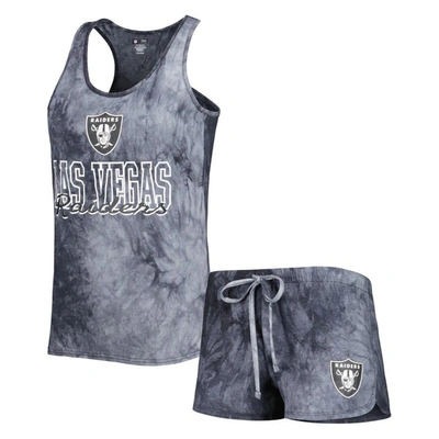 Concepts Sport Charcoal Las Vegas Raiders Billboard Scoop Neck Racerback Tank And Shorts Sleep Set