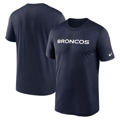 Nike Navy Denver Broncos Legend Wordmark Performance T-shirt In Blue