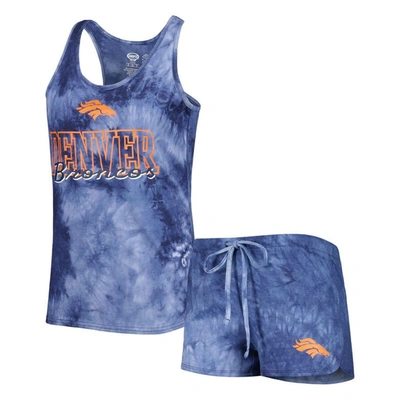 Concepts Sport Navy Denver Broncos Billboard Scoop Neck Racerback Tank And Shorts Sleep Set