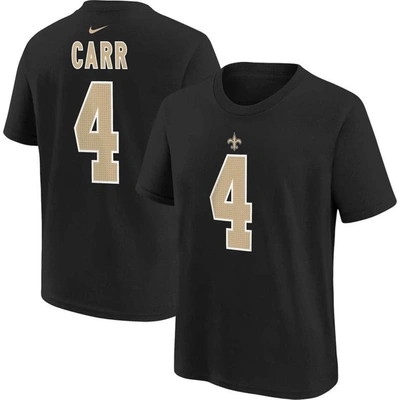 Nike Kids' Big Boys  Derek Carr Black New Orleans Saints Player Name And Number T-shirt