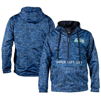 The Great Pnw Blue Seattle Seahawks Camo Level Half-zip Pullover Jacket