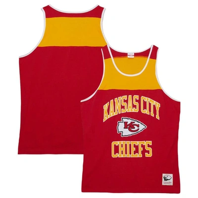 Mitchell & Ness Men's  Red, Gold Kansas City Chiefs Heritage Colorblock Tank Top In Red,gold