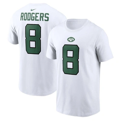 Nike Men's  Aaron Rodgers White New York Jets Player Name And Number T-shirt