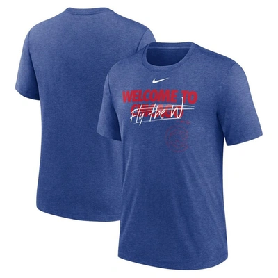 Nike Heather Royal Chicago Cubs Home Spin Tri-blend T-shirt