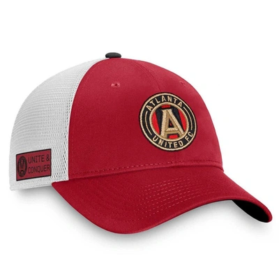 Fanatics Men's  Branded Garnet, White Atlanta United Fc Iconic Trucker Snapback Hat In Red