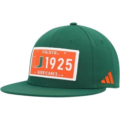 Adidas Originals Adidas  Green Miami Hurricanes Established Snapback Hat