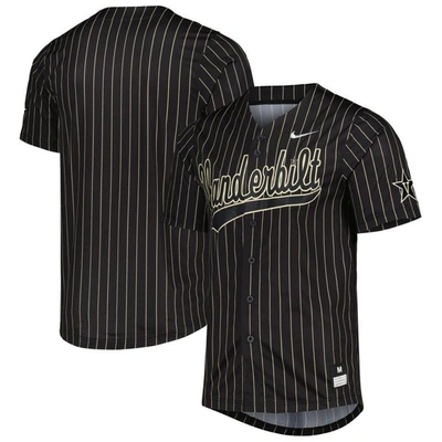 Nike Black/gold Vanderbilt Commodores Pinstripe Replica Full-button Baseball Jersey