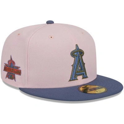New Era Men's  Pink, Blue Los Angeles Angels Olive Undervisor 59fifty Fitted Hat In Pink,blue
