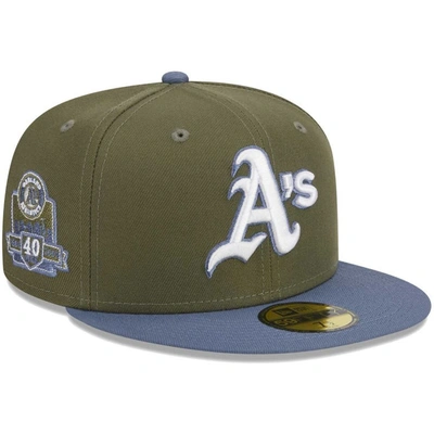 New Era Men's  Olive, Blue Oakland Athletics 59fifty Fitted Hat In Olive,blue
