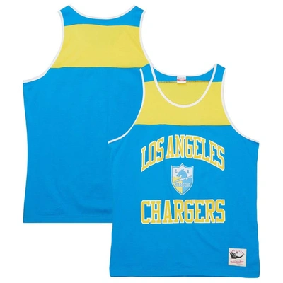 Mitchell & Ness Powder Blue/gold Los Angeles Chargers Gridiron Classics Heritage Colorblock Tank Top In Powder Blue,gold