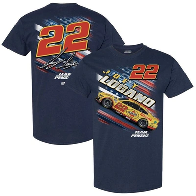 Team Penske Navy Joey Logano Patriotic Fuel T-shirt