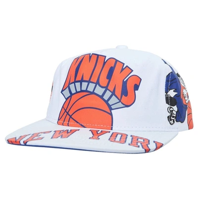 Mitchell & Ness Men's  White New York Knicks Hardwood Classics In Your Face Deadstock Snapback Hat In White/blue