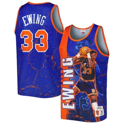 Mitchell & Ness Patrick Ewing Blue New York Knicks 1991-92 Hardwood Classics Player Burst Tank Top