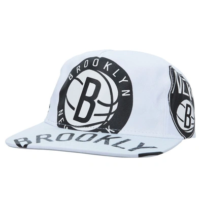 Mitchell & Ness Men's  White Brooklyn Nets Hardwood Classics In Your Face Deadstock Snapback Hat In Black/white