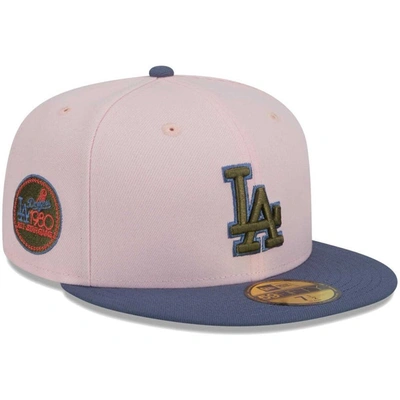 New Era Men's  Pink, Blue Los Angeles Dodgers Olive Undervisor 59fifty Fitted Hat In Pink,blue