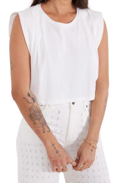 Etica Zelia Pleated Crop Muscle T-shirt In White