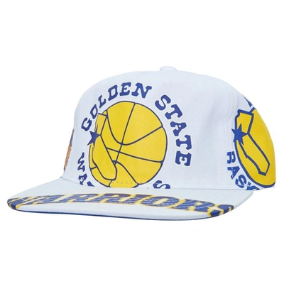 Mitchell & Ness Men's  White Golden State Warriors Hardwood Classics In Your Face Deadstock Snapback