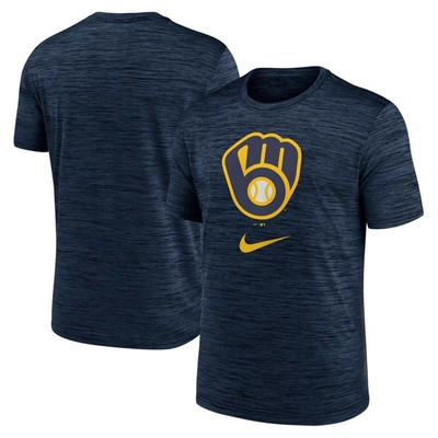 Nike Navy Milwaukee Brewers Logo Velocity Performance T-shirt