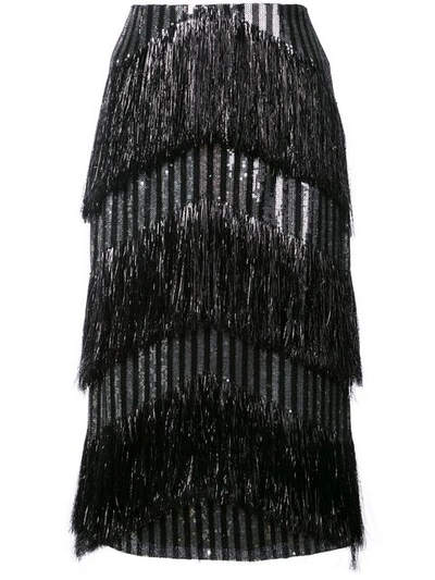 Sally Lapointe Sequin Tasseled Pencil Skirt