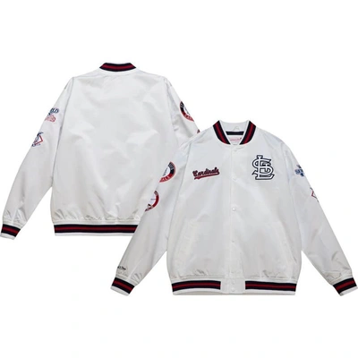 Mitchell & Ness Men's  White St. Louis Cardinals City Collection Satin Full-snap Varsity Jacket