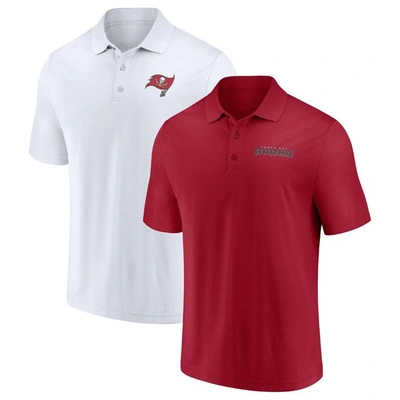Fanatics Men's  Red And White Tampa Bay Buccaneers Big And Tall Solid Two-pack Polo Shirt Set In Red,white