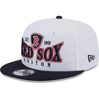 New Era Men's  White, Navy Boston Red Sox Crest 9fifty Snapback Hat In White,navy