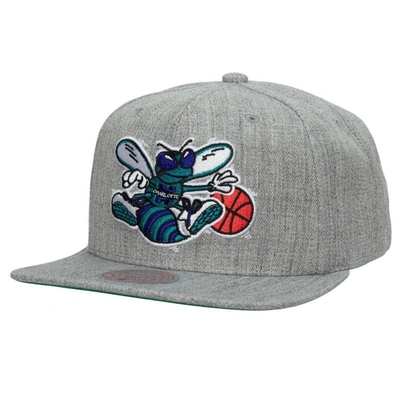 Mitchell & Ness Men's  Heather Gray Charlotte Hornets Hardwood Classics 2.0 Snapback Hat