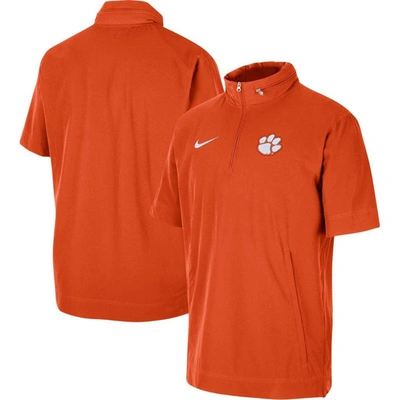 Nike Orange Clemson Tigers Coaches Half-zip Short Sleeve Jacket