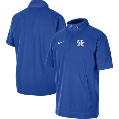 Nike Royal Kentucky Wildcats Coaches Quarter-zip Short Sleeve Jacket