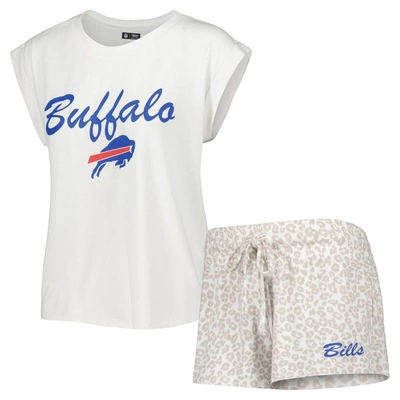 Concepts Sport Women's  White, Cream Buffalo Bills Montana Knit T-shirt And Shorts Sleep Set In White,cream