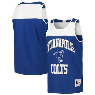 Mitchell & Ness Men's  Royal And White Indianapolis Colts Heritage Colorblock Tank Top In Royal,white