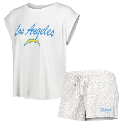 Concepts Sport White/cream Los Angeles Chargers Montana Knit T-shirt & Shorts Sleep Set