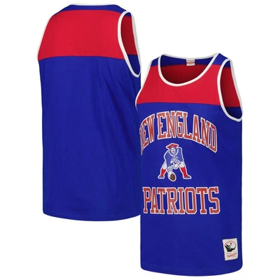 Mitchell & Ness Men's  Royal And Red New England Patriots Heritage Colorblock Tank Top In Royal,red