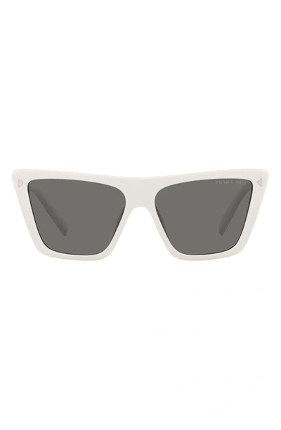 Prada 56mm Polarized Square Sunglasses In Bone Polarized