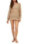 Beach Riot Hilary Long Sleeve Open Knit Cover-up Sweater Tunic In Tan